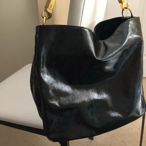 YSL patent leather hobo bag (med))
